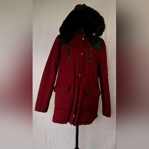 Women's Burgundy Hooded Jacket